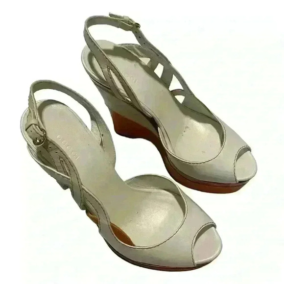 Vintage Gucci platform, white sandals. Size 39. - Picture 9 of 13